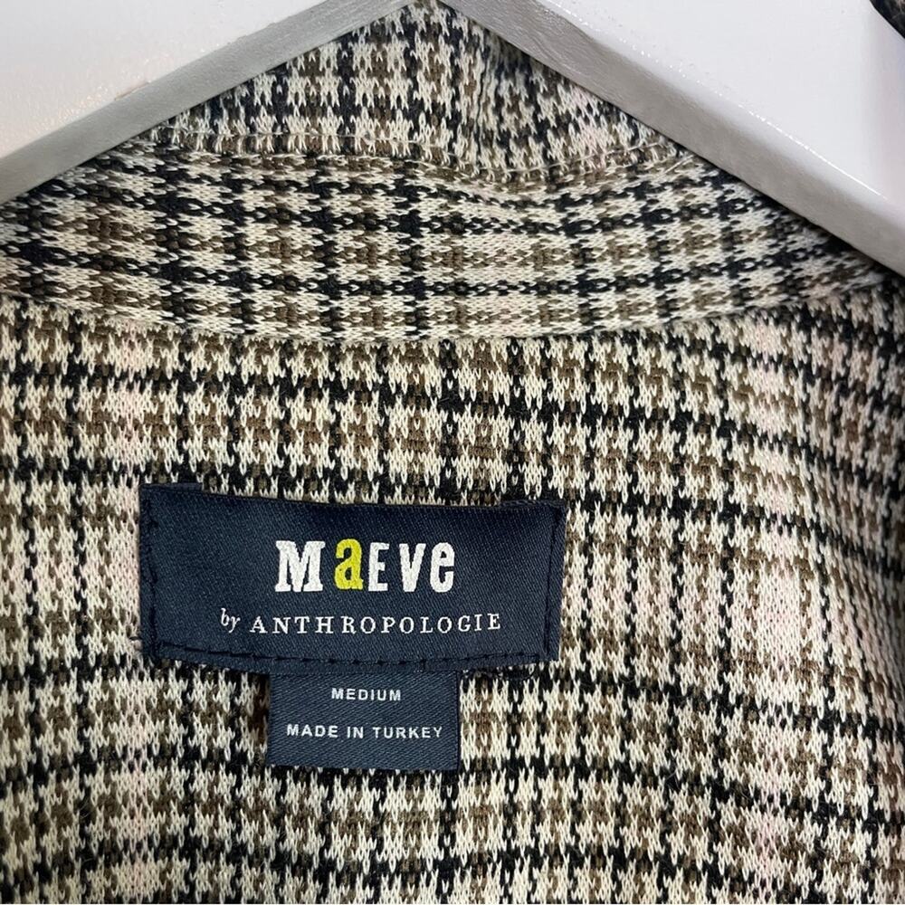 Anthropologie Maeve Collegiate Plaid Ponte Knit Blazer Tan Black Houndstooth SzM - Picture 8 of 9